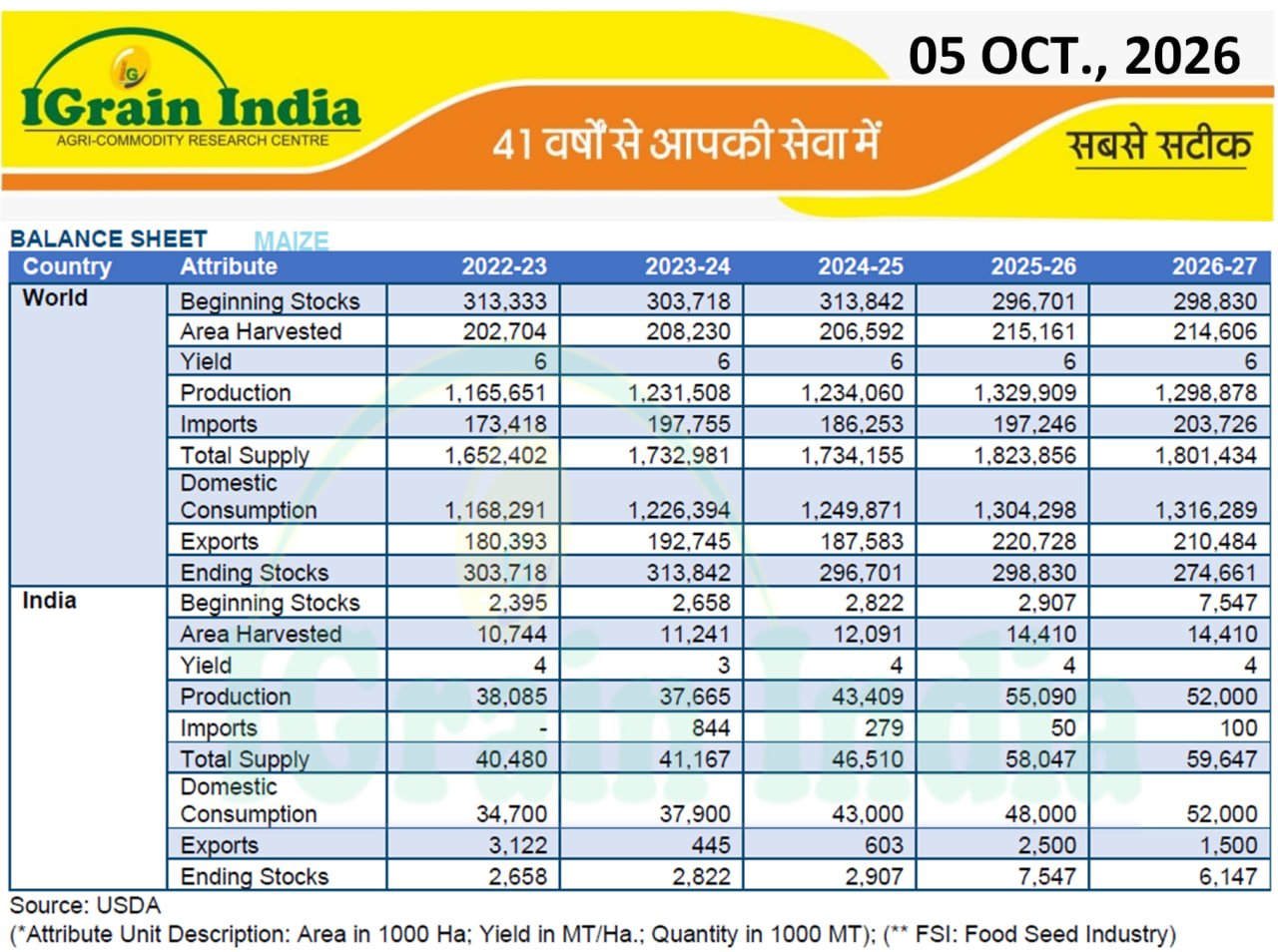 MAIZE BALANCE SHEET